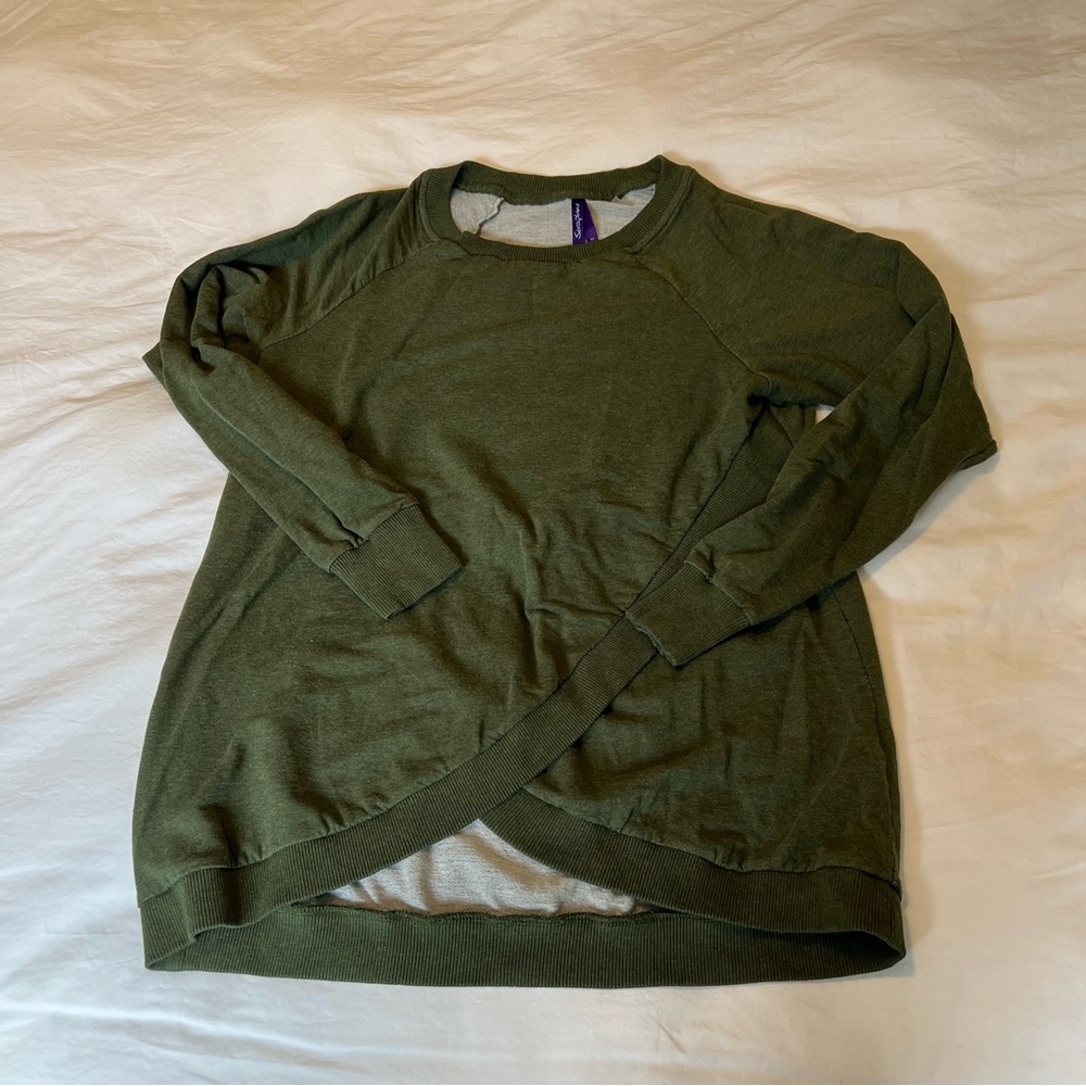 Olive green Seraphine panel front maternity sweater
